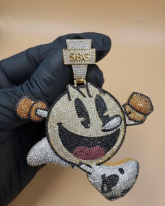 Colgante Personalizado de Personaje de Dibujos Animados con Moissanita VVS, Plata de Ley 925, Colgante Brillante para Hombre, Colgante con Piedras de Colores - Product Image 1