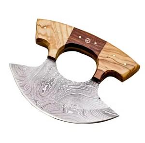 Couteau à pizza personnalisé en acier Damas fait main avec manche en bois sur mesure et étui en cuir, artisanat en acier, compatible micro-ondes international - Product Image 3