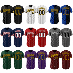 Maillot de baseball personnalisé unisexe pour adulte à rayures fines, chemise de baseball boutonnée pour équipe, sublimation OEM ODM, fabricant de marque privée - Product Image 2
