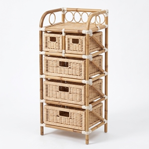 Rack 3 + 2 Drawer Subaliu Natural Rattan Woven <b>Storage</b> Organizers Premium Handcrafted Cabinets Bedroom <b>Chest</b> Office Furniture - Product Image 1