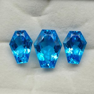 Topaze bleue suisse en forme de cercueil, pierre précieuse naturelle, topaze facettée pour la fabrication de bijoux, bagues et pendentifs - Product Image 3