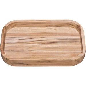 Plateau en bois foncé tendance avec poignées dorées pour servir du café, du thé, des collations, du petit-déjeuner, décoration de table - Product Image 3