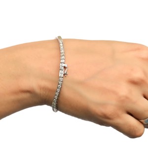 Wholesale Tennis Bracelet Half Bezel Wedding Bracelet DEF Color VS VVS Clarity 10K 14K 18K <b>Solid</b> <b>Gold</b> Round Lab Grown Diamond - Product Image 2