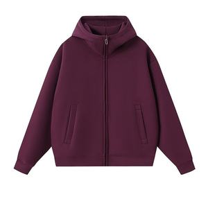 Manteau à capuche zippé en coton épais 400g automne-hiver, cardigan léger à manches courtes pour homme, pull pour homme - Product Image 1
