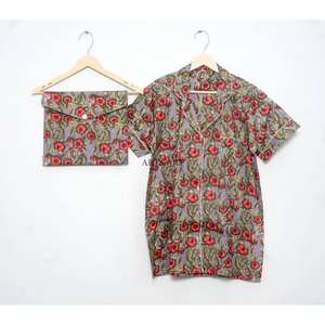 Pyjama court à fermeture boutonnée, manches courtes, personnalisé pour femmes, en modal et coton, léger et respirant, imprimé numériquement, ensemble de pyjama d'été - Product Image 4