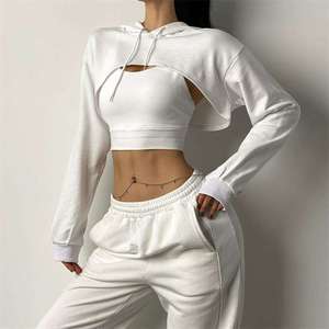 Nuevas Sudaderas Cortas a la Moda para Mujer, Transpirables, 100% Algodón, Sudadera Corta Tipo Pullover para Mujer - Product Image 6
