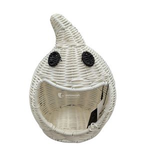 Cesta de dulces de Halloween, cubo de dulces o travestidos con forma de calabaza verde de paja para las fiestas de Halloween - Product Image 4