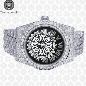 Montre de luxe Charm Jewells en acier inoxydable, boîtier 40 mm, mouvement mécanique analogique, mode masculine, accents de diamants, date automatique, étanche - Product Image 1