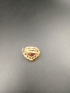 Floral Shape <b>Gold</b> Plated Silver <b>Cocktail</b> <b>Ring</b> Natural Garnet Stone Classic Vintage Women's Jewelry January Birthstone Gift Red - Product Image 1