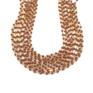 Chaîne de chapelet en hydro-cristal de lavande, perles facettées de 3 mm, chaîne plaquée or enroulée sur fil pour la fabrication de bijoux - Product Image 2