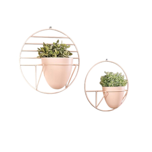 Stylish Design Decorative Wall Hanging Planters Metal Flower <b>Pots</b> for <b>Succulents</b> and Herbs Modern Geometric Round Plant Stand - Product Image 1