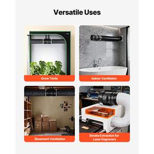 Ventilador de Conducto en Línea de 8\" con Motor Silencioso de CA, 720 CFM, Ventilación y Extracción para Carpas de Cultivo e Hidroponía, Refuerzo de Calefacción y Refrigeración - Product Image 5