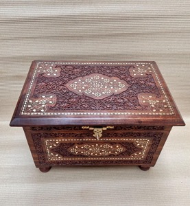 Heritage Inspired Designer Wooden Organizer <b>Storage</b> <b>Box</b> Perfect <b>For</b> Home <b>Decor</b> Or Clothes Documents And Keepsakes Use From India - Product Image 6
