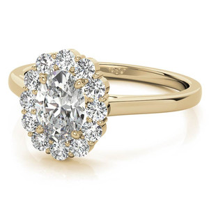 Elegante Anillo de Diamantes de Oro Sólido de 9k/14k/18k con Halo Ovalado, Diamante Cultivado en Laboratorio, Anillo de Compromiso con Corte Catedral, Certificado IGI, para Mujer - Product Image 6