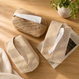 Caja de pañuelos ovalada contemporánea, ecológica, hecha a mano, 100% yute natural, con cubierta trenzada, nombre personalizado, decoración para el hogar y hoteles. - Product Image 6