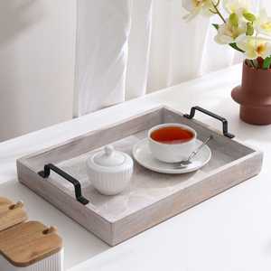 Plateau de service en bois de qualité supérieure, style tendance, rond, toutes tailles, pour restaurant, hôtel, maison, jardin. - Product Image 1