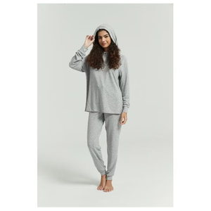 Ensemble deux pièces streetwear personnalisé de haute qualité pour femme : sweat à capuche zippé uni à manches longues et pantalon de survêtement ample à jambes larges - Product Image 2