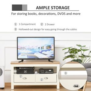 Mueble de TV Esquinero Blanco para Televisores de hasta 50 Pulgadas, Mesa Consola para Centro de Entretenimiento con Cajones de Almacenamiento Abiertos para Sala de Estar - Product Image 6