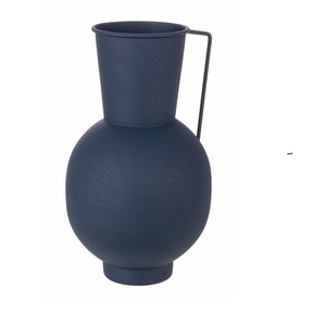 Jarrón de Metal Moderno al por Mayor, Jarrón de Hierro con Textura Mate Azul, Jarrón de Metal Antioxidante, Artesanía Decorativa de Metal para Adornos del Hogar - Product Image 1