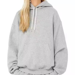 Sudadera Extra Grande para Mujer, Color Gris Sólido, 100% Algodón Tejido, Transpirable, Largo Regular, Manga Larga, Diseño con Bolsillos, Ropa de Otoño - Product Image 1