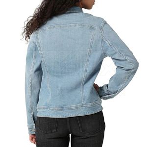 แจ็คเก็ตยีนส์ผู้หญิง สไตล์ลำลอง สตรีทแวร์ สีน้ำเงิน คุณภาพพรีเมียม ทรงสวยทันสมัย สำหรับขายส่ง รับผลิตแบบ OEM ODM แฟชั่น - Product Image 3