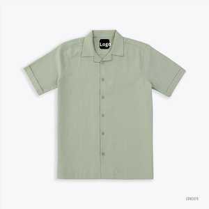 เสื้อเชิ้ตคิวบา แขนสั้น ผ้าป๊อปลิน ระบายอากาศได้ดี สำหรับผู้ชาย กระดุมติดแบบลำลอง เหมาะสำหรับฤดูร้อน มีสีขาว สีเขียวเซจ สีกากี - Product Image 1