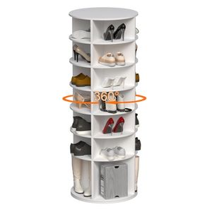 Scarpiera a 7 livelli autoportante in legno, girevole a 360 gradi, con design a base alta, in MDF di alta qualità - Product Image 1