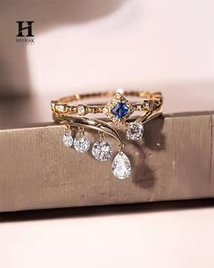 Anillo de Diamantes Colgantes con Múltiples Piedras de Moda, Oro de 10K, 14K, 18K, Elegante Anillo de Boda con Diamantes Redondos en Forma de Pera Colgantes en la Parte Delantera - Product Image 5