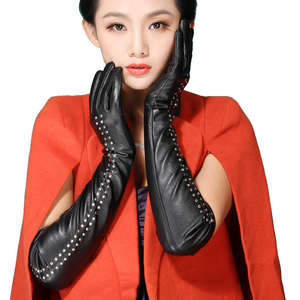 Gants en cuir véritable pour femmes, doublés polaire, chauds pour l'hiver, pour la conduite et les activités de plein air, personnalisables avec logo OEM - Product Image 1