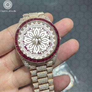 Montre de luxe pour homme Charm Jewells, mouvement mécanique analogique, lunette sertie de diamants, boîtier de 40 mm, bracelet en acier inoxydable, étanche 10 bars - Product Image 1