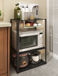 Single Tier Modern Stackable Adjustable Kitchen Appliance <b>Storage</b> Rack Floor Standing <b>Microwave</b> Oven Cooker Organizer Shelf - Product Image 4