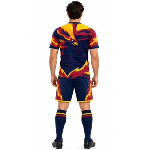 Uniforme de football professionnel personnalisable à séchage rapide, 100% polyester, manches courtes, imprimé par transfert thermique, unisexe, adulte, équipe personnalisée - Product Image 3