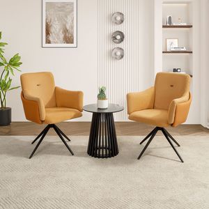 Set di 2 Sedie da Pranzo Moderne Girevoli a 360 Gradi, Sedie da Ufficio per Casa, Sedie Imbottite per Camera da Letto, Base in Metallo, Arredamento per Soggiorno - Product Image 3