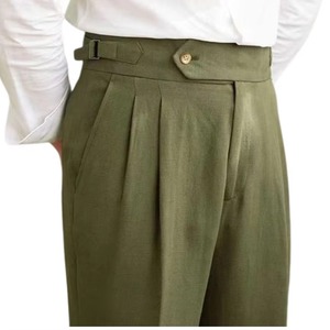 Pantalones de Hombre a Medida 100% Lana con Ajustadores Laterales, Pliegue Único, Cierre de Cremallera Frontal, Tallas Grandes, Estilo Italiano, 80g, Logotipo Personalizado - Product Image 4