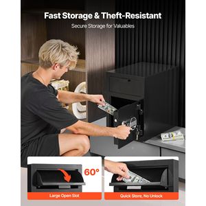 Cassaforte Digitale a 2 Livelli con Ampia Capacità di 1,2 Piedi Cubici, Tastiera Digitale, Resistente, con Fessura Frontale per Deposito Contanti e Scomparti di Stoccaggio - Product Image 2