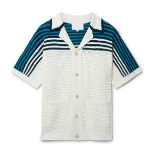 <span class=keywords><strong>Cardigan</strong></span> in Maglia di Cotone Personalizzato da <span class=keywords><strong>Uomo</strong></span> <span class=keywords><strong>Blu</strong></span> e Bianco con Tasche Manica Corta Pantaloncini Camicia Lavorata a Maglia da <span class=keywords><strong>Uomo</strong></span> - Product Image 1