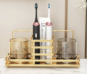 Soporte de Pared Autoadhesivo para Cepillos de Dientes, Organizador de Baño Portátil, Dorado, para Almacenamiento de Cepillos de Dientes - Product Image 3
