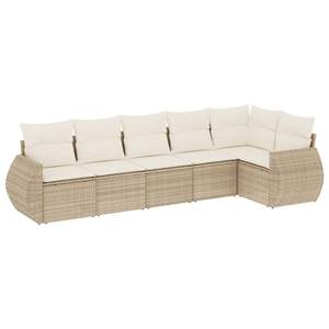 Conjunto de Sofás Modulares Grandes de Ratán Sintético PE Beige para Jardín, Muebles de Jardín Modulares Cómodos - Product Image 2