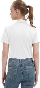 Polos de golf pour femmes 100% coton, broderie personnalisée avec logo, coupe ample, longueur courte, style smart casual, design uni, polos vierges. - Product Image 5