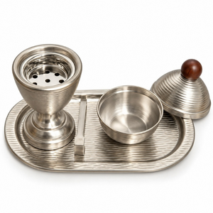 Brûleur à Bakhoor en acier inoxydable avec couvercle en bois |   Plateau porte-encens Oud Arabe, Décoration de maison et d'hôtel islamique, Parfum d'ambiance, Cadeau de luxe - Product Image 1