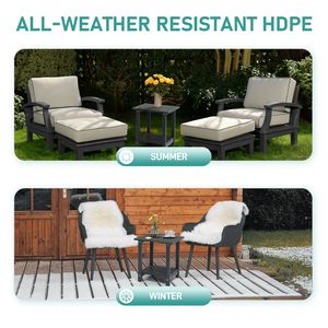 Tavolino Laterale Adirondack a 2 Ripiani in HDPE Grigio Scuro Resistente alle Intemperie per Uso in Parchi - Product Image 5