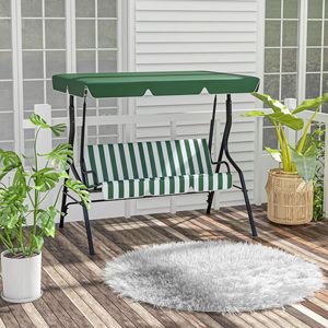 3-Person Porch <b>Swing</b> Chair with Green Canopy Garden <b>Swing</b> Seat for Adults Steel <b>Frame</b> Cushions Armrests Outdoor Patio Furniture - Product Image 2