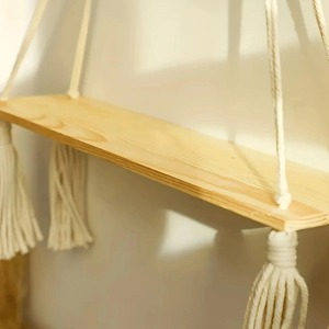 High End Quality Macrame Wall Hanging Shelf With Wooden Base For Kids Room Decor Shelf For Soft Toys And Light Items From India - Product Image 6