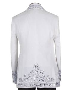 Traje de esmoquin blanco bordado con pedrería para hombre – Blazer de lujo de diseñador para novio, graduación y eventos formales - Product Image 3