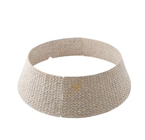 Collier de sapin de Noël en jacinthe d'eau blanchie, sectionnel, 4 panneaux détachables, pour sapin de Noël, vente en gros pour les fêtes - Product Image 1