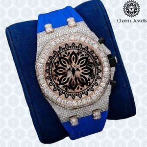 Reloj de Lujo Charm Jewells de Acero Inoxidable con Incrustaciones de Diamantes, Movimiento Mecánico Analógico, Caja de 40 mm, Correa de Silicona Azul, 10 Bar - Product Image 2