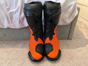 Black Orange Genuine Leather Motorcycle Racing Boots Protective Motorbike Riding Shoes - Product Image 1