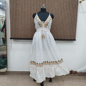 Women's Silk Viscose Woven Boho Maxi <b>Dress</b> | <b>Elastic</b> Waist Floral Print Summer Beachwear - Product Image 1