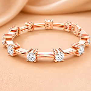 Pulsera de Diamantes con Corte Brillante, Plateada en Plata con Oro Amarillo de 14 Quilates, Certificada por IGI, Joyería Nupcial Elegante y Minimalista, Regalo para - Product Image 2