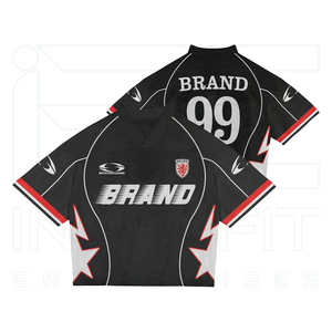 เสื้อฟุตบอลชายสีดำแบบซับลิเมชั่น MOQ ต่ำ เสื้อฟุตบอลวินเทจ เสื้อยืดตาข่ายผู้ชาย เสื้อฟุตบอลเรโทร เสื้อยืดกีฬาโอเวอร์ไซส์ - Product Image 1